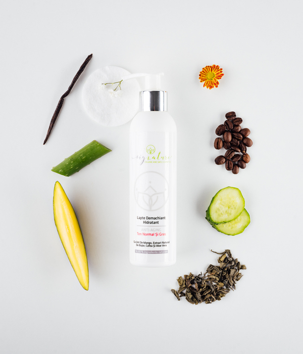 Make-up Remover Lotion for Normal and Greasy Skin with Mango Butter, Peony-, Coffee- and Aloe Vera Extract - 200 ml  