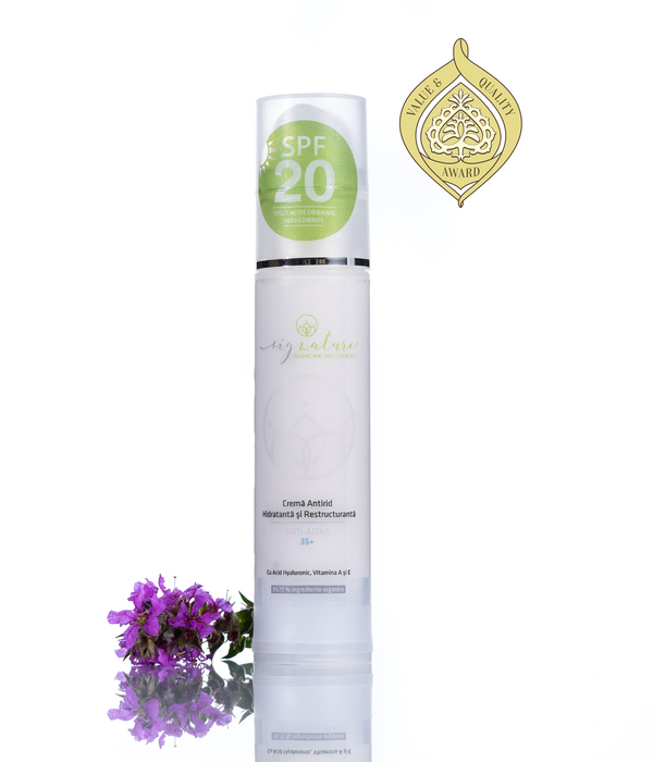 Cremă Antirid Hidratantă și Restructurantă 35+ Cu Acid Hialuronic, Vitamina A și E - 50 ml