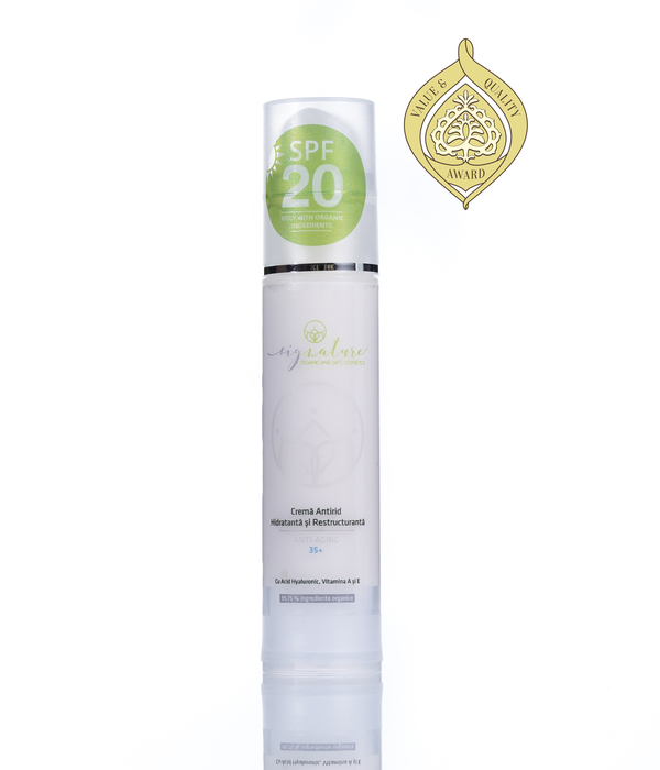 Cremă Antirid Hidratantă și Restructurantă 35+ Cu Acid Hialuronic, Vitamina A și E - 50 ml