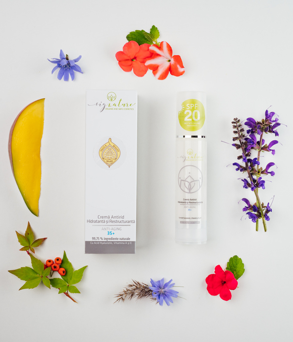 Cremă Antirid Hidratantă și Restructurantă 35+ Cu Acid Hialuronic, Vitamina A și E - 50 ml