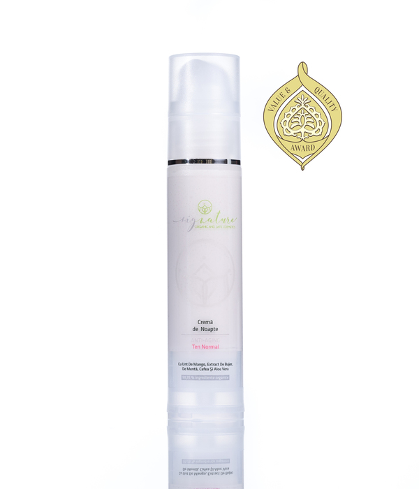 Hidratáló Éjszakai Arckrém Normál Arcbőrre Lágy Mangóvajjal, Bazsarózsa-, Kávé-, Menta és Aloe Vera Kivonatával - 50 ml