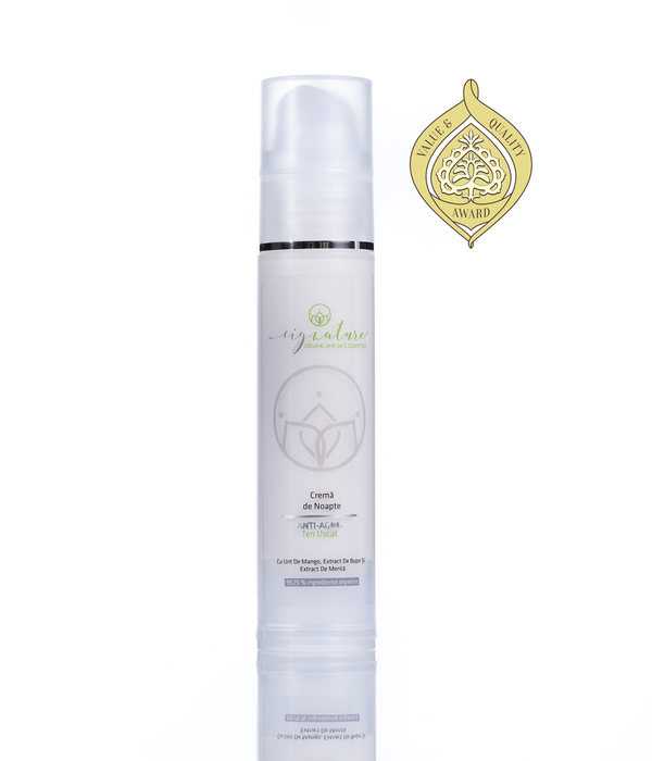 Hidratáló Éjszakai Arckrém Száraz Arcbőrre Lágy Mangóvajjal, Bazsarózsa- és Menta Kivonatával  - 50 ml