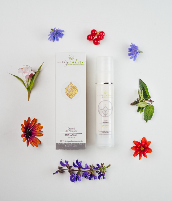 Hidratáló Éjszakai Arckrém Száraz Arcbőrre Lágy Mangóvajjal, Bazsarózsa- és Menta Kivonatával  - 50 ml